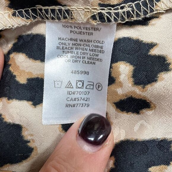 Ann Taylor Leopard Tie Neck Long Sleeve Blouse Size Medium - Picture 5 of 5